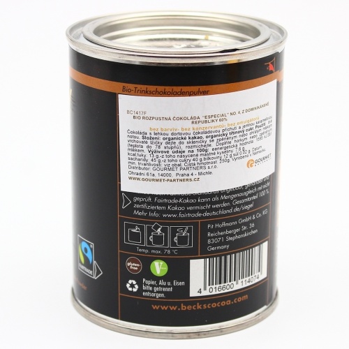 картинка Горячий шоколад Becks Cocoa "Especial 4" 60% какао Tanzania 250г (ж/б) от DonMate.ru