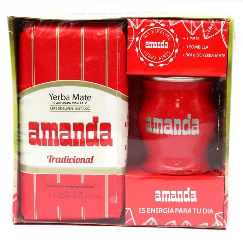 картинка Подарочный набор Amanda (мате, красный калабас (сталь), бомбилья) от DonMate.ru