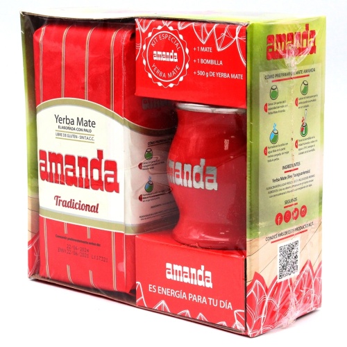 картинка Подарочный набор Amanda (мате, красный калабас (сталь), бомбилья) от DonMate.ru
